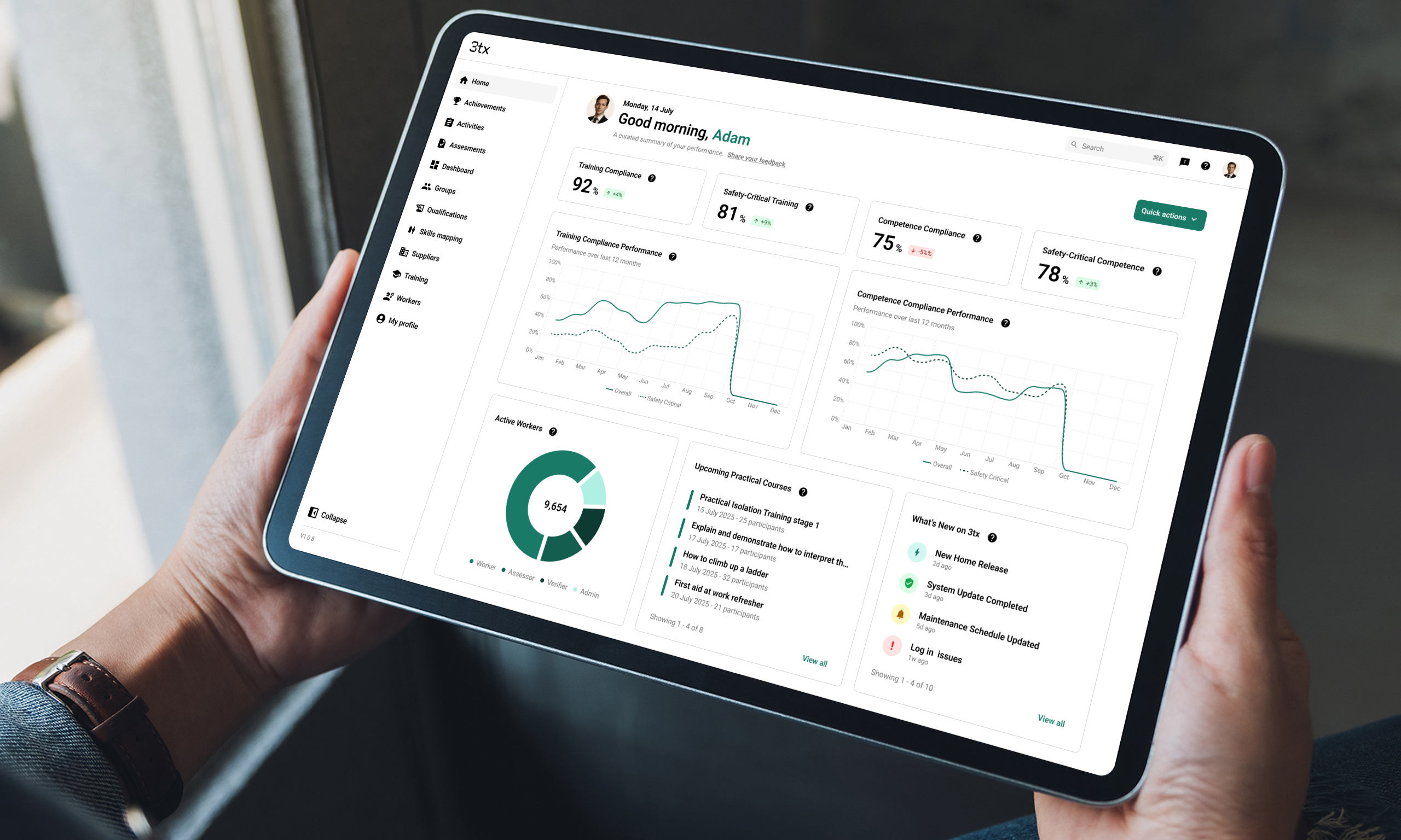 3TX workforce competence platform on tablet
